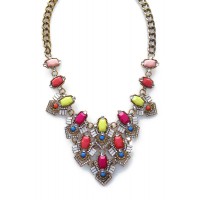 Candy Confetti Neon Art Deco Bib Necklace